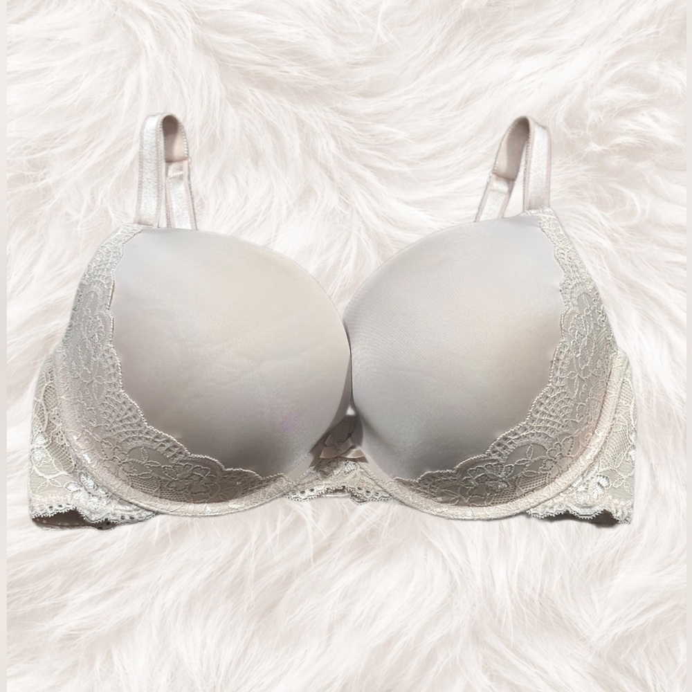 Torrid 38DD Push Up Plunge Bra Nude Beige Lace Underwire Padded Suppotive - Picture 1 of 4